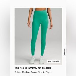 Lululemon - Wundertrain - Maldives Green - size 8 - excellent condition